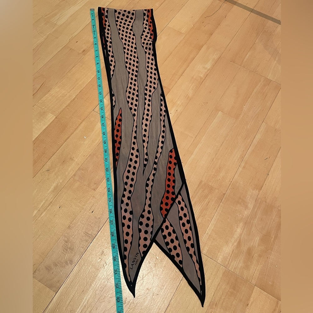 Lanvin Black, Tan, and Orange Polka Dot Scarf - Picture 5 of 5